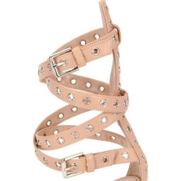 Gianvito Rossi Grommet Beige Nude Strappy Heels - Picture 2 of 10